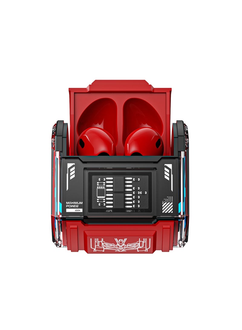 TRANSFORMERS MG-C03 TWS Wireless Bluetooth Earphones – HiFi Stereo Sound, Fast Charging, Noise Cancelling, for Gaming and Music - Red - Image 2