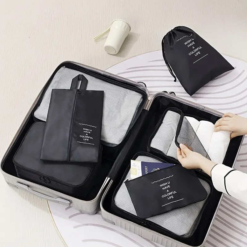 Zerolex 7 Pcs Foldable Luggage and Laundry Bag Pouch Waterproof Travel Toiletry Organizer Garment Storage Bag Portable Packing Cubes Storage Bag - Image 3