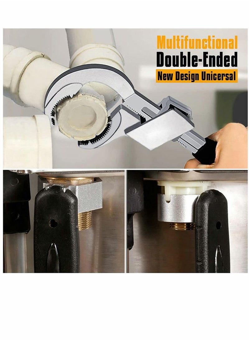 SYOSI Universal Adjustable Double ended Wrench Multifunctional Adjustable Wrench for Disassembly Assembly of Sanitary Ware Pipe Puts Crescent Wrench Sets for Water Pipe Repair Home Accessories  - Image 3
