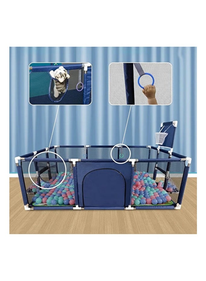 ماكون حظيرة لعب كبيرة قابلة للطي للأطفال - مركز أنشطة بإطار متين من الفولاذ المقاوم للصدأ مع حلقة كرة سلة - Image 5