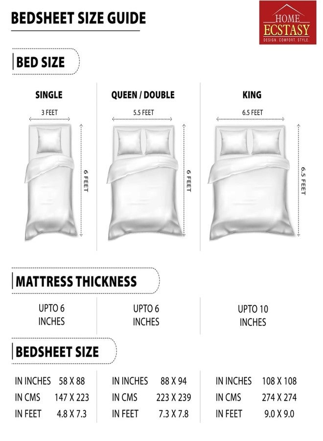 Home Ecstasy 100% Cotton Double Bedsheet with 2 Pillow Covers - (Size 87 x 94 inches, 140 TC, Colour - Multi: Tangerine) - Image 5