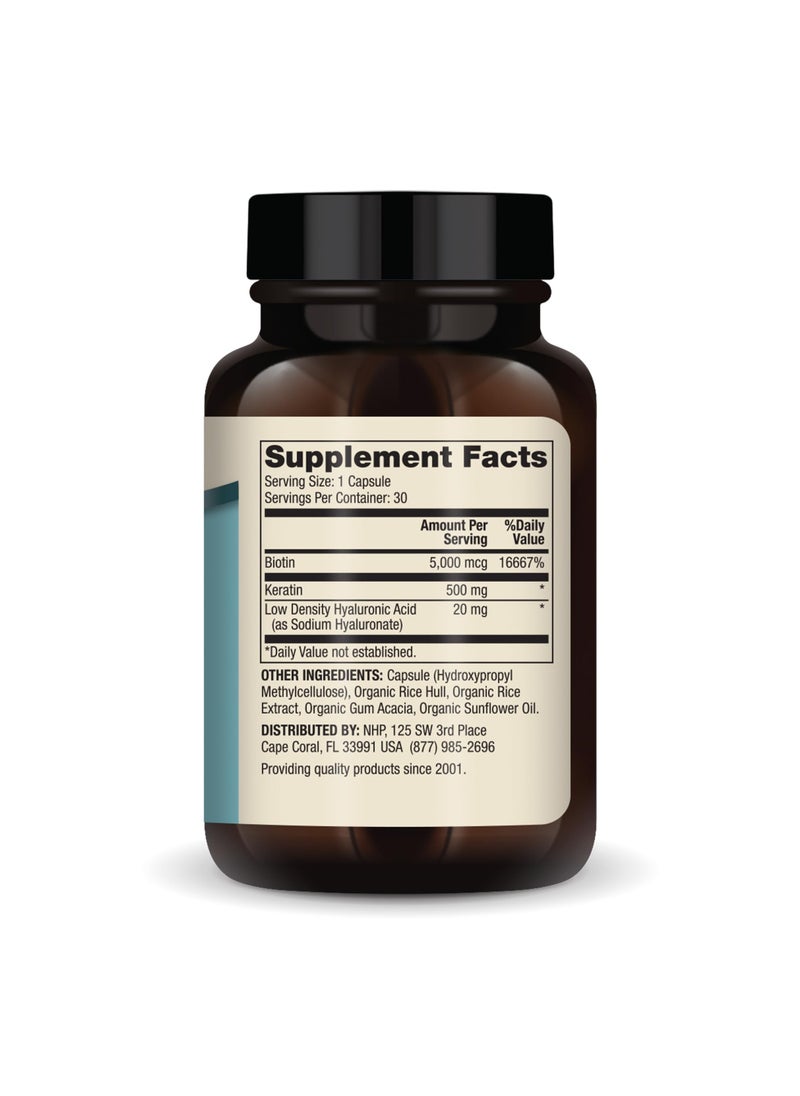 Dr. Mercola Hair, Skin and Nails| Biotin, Keratin & Hyaluronic Acid, Dietary Supplement, 30 Capsules  - Image 2
