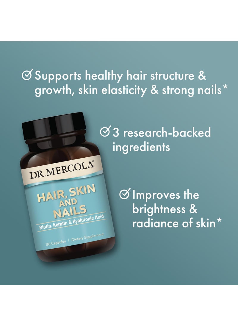 Dr. Mercola Hair, Skin and Nails| Biotin, Keratin & Hyaluronic Acid, Dietary Supplement, 30 Capsules  - Image 4