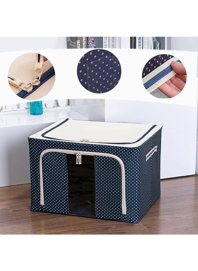 Epark 66 LTR Foldable Steel Frame Cloths Zip Organizer Bag Oxford Fabric Storage Living Cover Boxes For Wardrobe Shelves Sarees Blanket 2  - Image 2