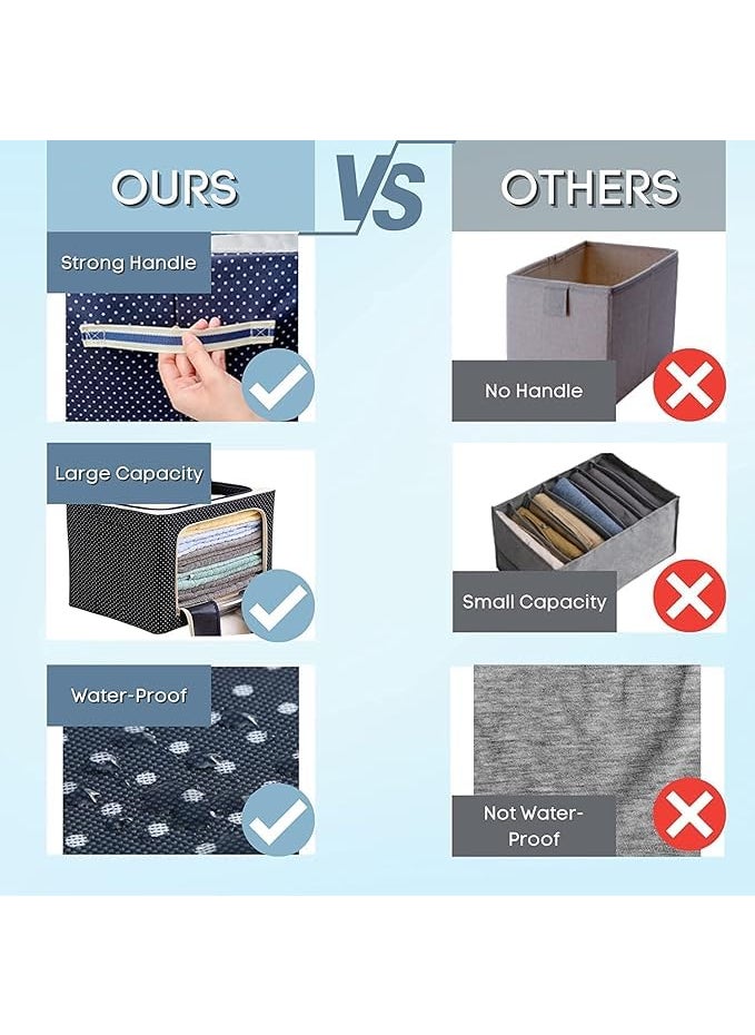 Epark 66 LTR Foldable Steel Frame Cloths Zip Organizer Bag Oxford Fabric Storage Living Cover Boxes For Wardrobe Shelves Sarees Blanket 2  - Image 4