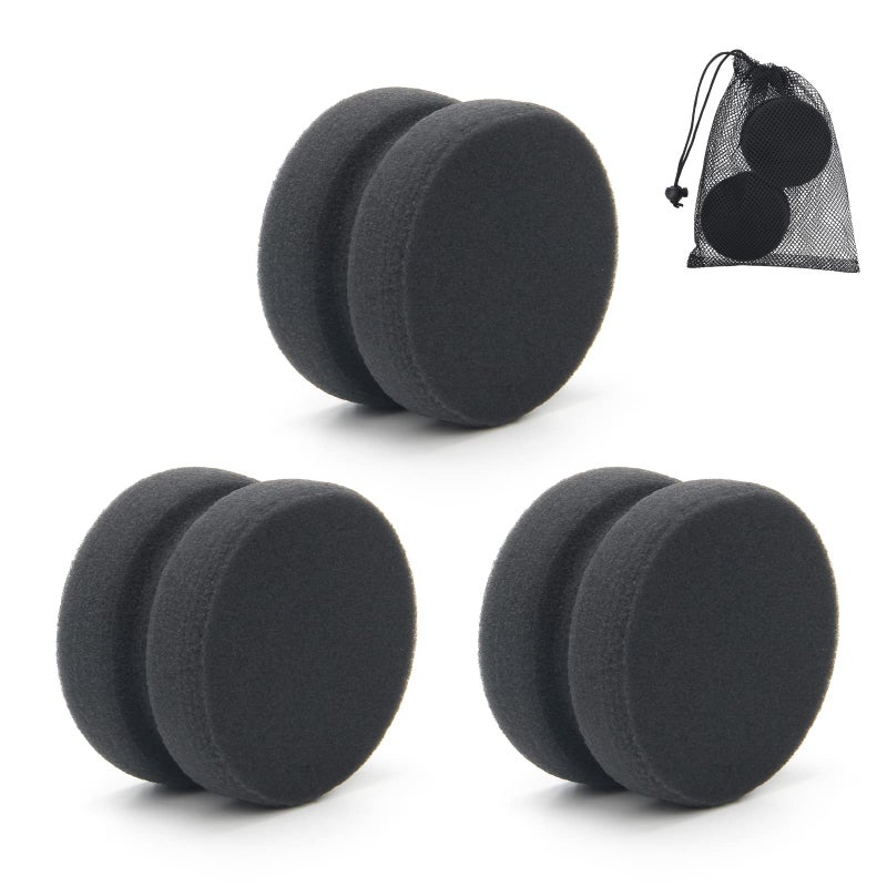 Boyistar Paint Sponge Applicator 3Pcs, Boyistar Black Detail Painting Sponge Double-Side Art Craft Round Sponge for Car Waxing, Wall Repairing Kitchen Cleaning Sponges with Storage Mesh Bag (Black) - Image 1