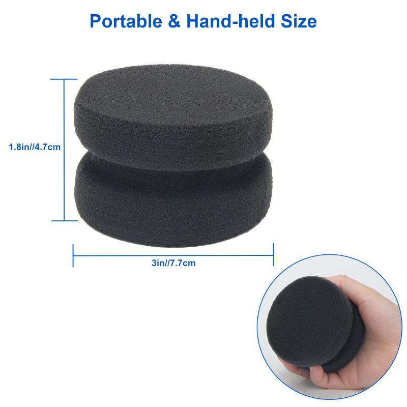 Boyistar Paint Sponge Applicator 3Pcs, Boyistar Black Detail Painting Sponge Double-Side Art Craft Round Sponge for Car Waxing, Wall Repairing Kitchen Cleaning Sponges with Storage Mesh Bag (Black) - Image 4