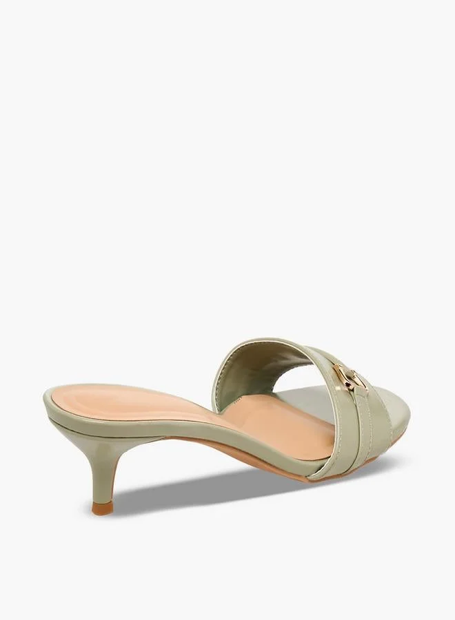 Flora Bella By Shoexpress GREEN Women Flared Heel Slip-On Sandals for Women | Best Price UAE