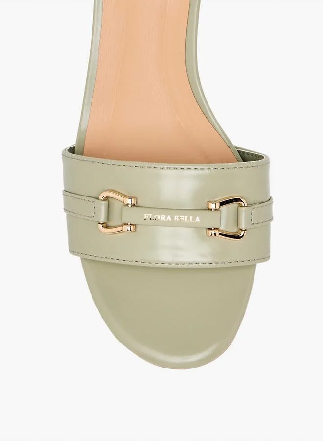 Flora Bella By Shoexpress GREEN Women Flared Heel Slip-On Sandals for Women | Best Price UAE