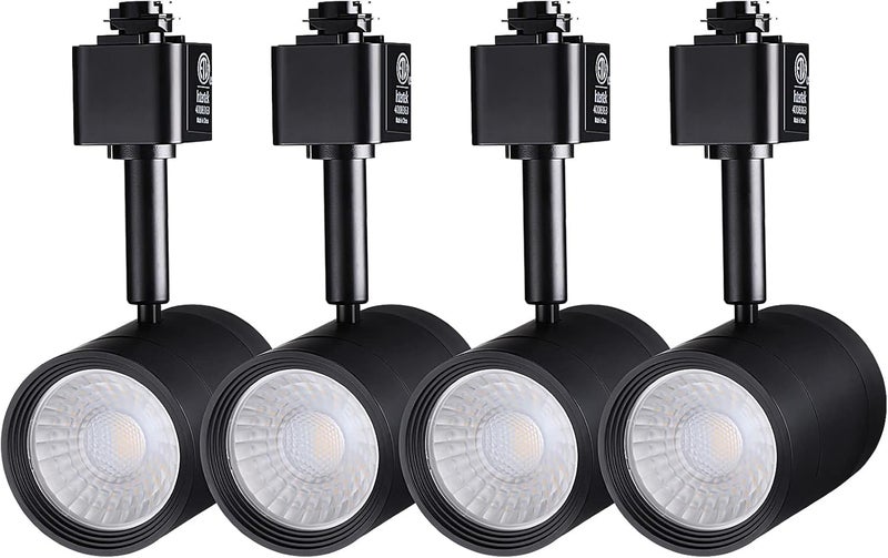 LEONLITE Small Space Series 8.5W LED H Track Lighting Heads, ETL Listed, Dimmable H Track Light Heads for Store Shop Cafe, CRI90, 38° H Track Lighting, 4000K Cool White, Matte Black, Pack of 4 - Image 1