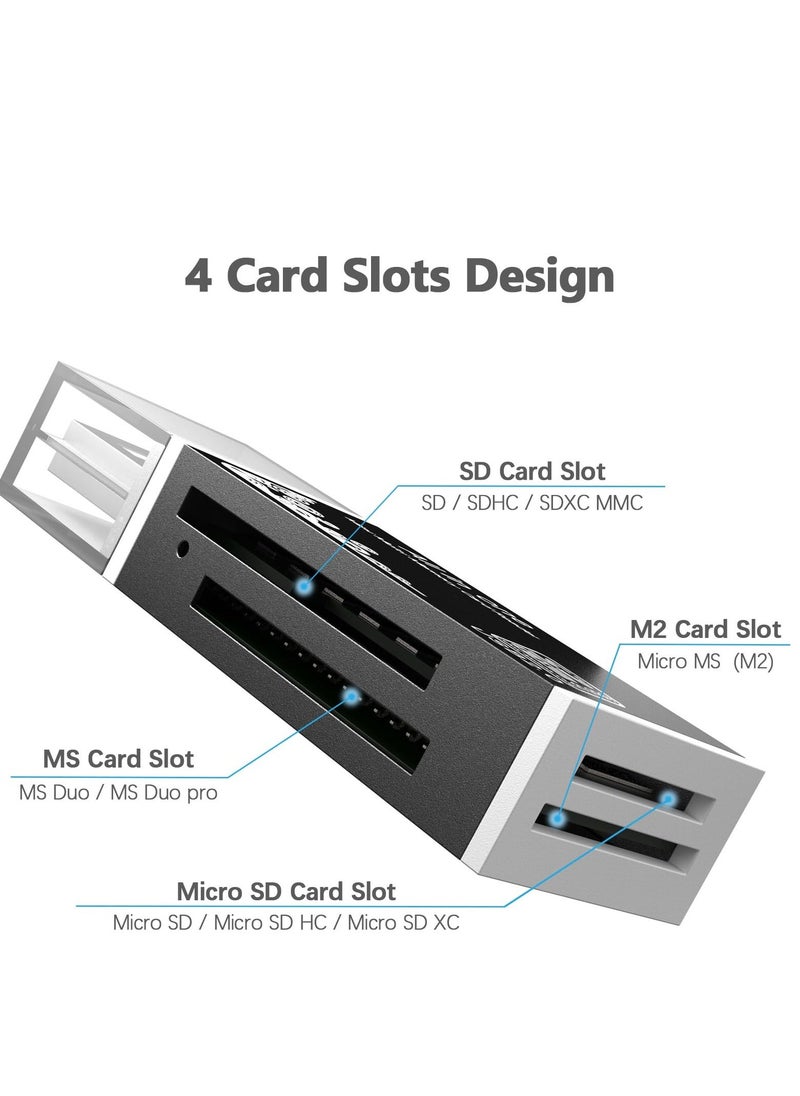 Generic - Micro SD Card Reader USB 2.0 480Mbps 4 Slot 4 in 1 USB Adapter for MS Duo Pro M2 SDXC SDHC MMC RS MMC Micro SDXC Micro SDHC and TF Card Compatible WIN XP 7 8 10 11 Mac Linux Vista - Image 1