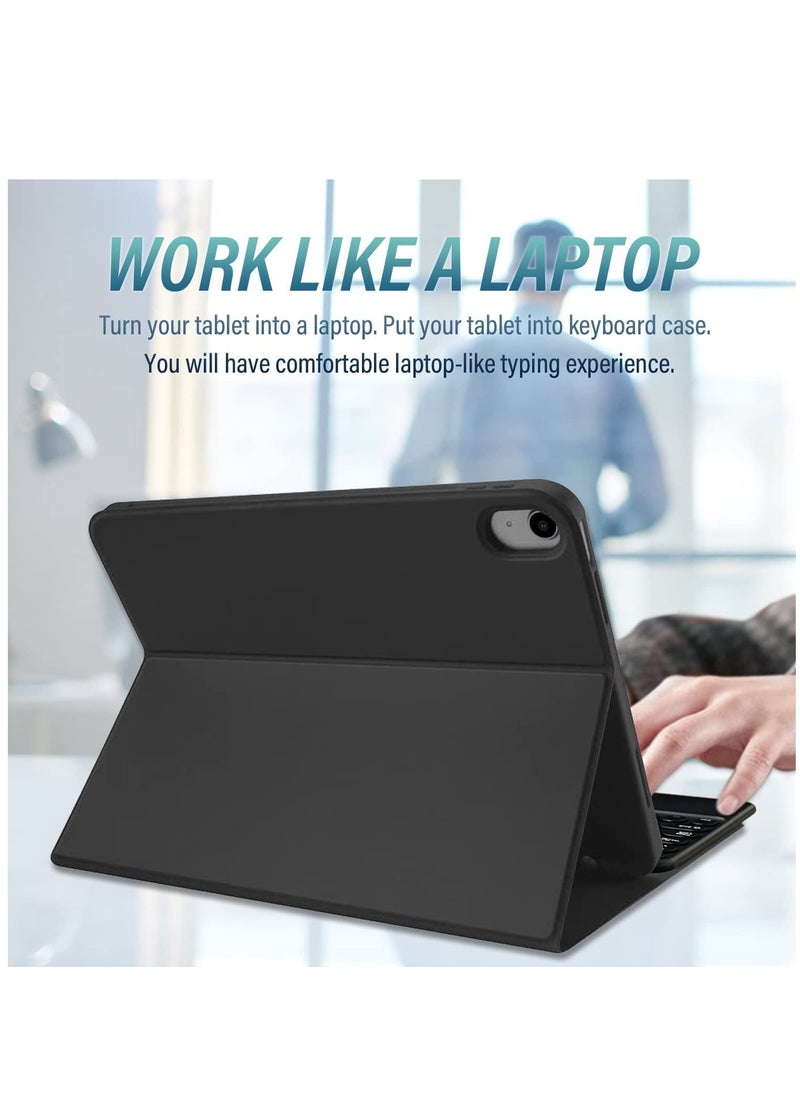 Generic - iPad Air 5th Generation 2022 iPad Air 4th Gen 2020 Touchpad Round Key Keyboard Case with Pencil Holder Magnetically Detachable Bluetooth Keyboard Cover for iPad Air 10.9 Inch Black - Image 1