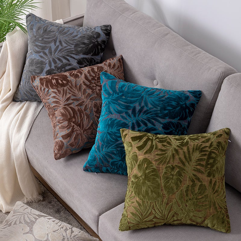 Internet Red Maple Leaf Cushion Office Nap Good Living Room Cushion Bedside Large Backrest Pillowcase Cut Velvet - Image 3