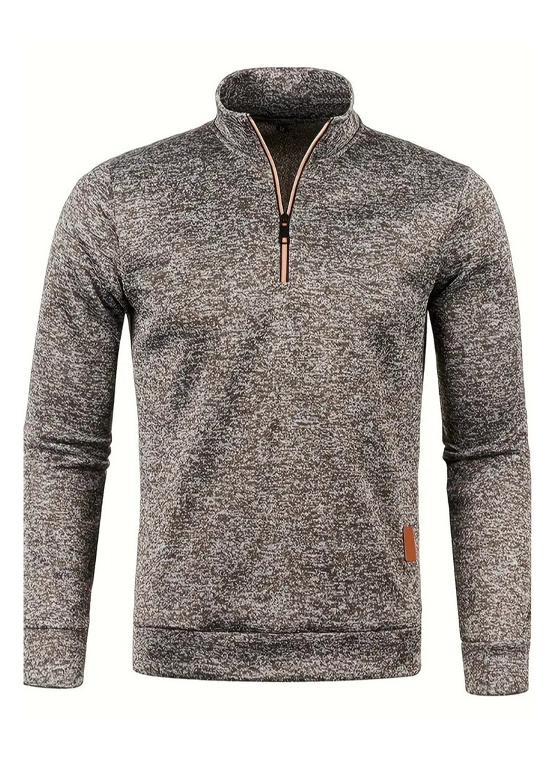 NIBEMINENT Autumn And Winter Men's Neckline Zipper Sweater Sleeve Light Fleece Stylish Top Sweater Coat - Image 1