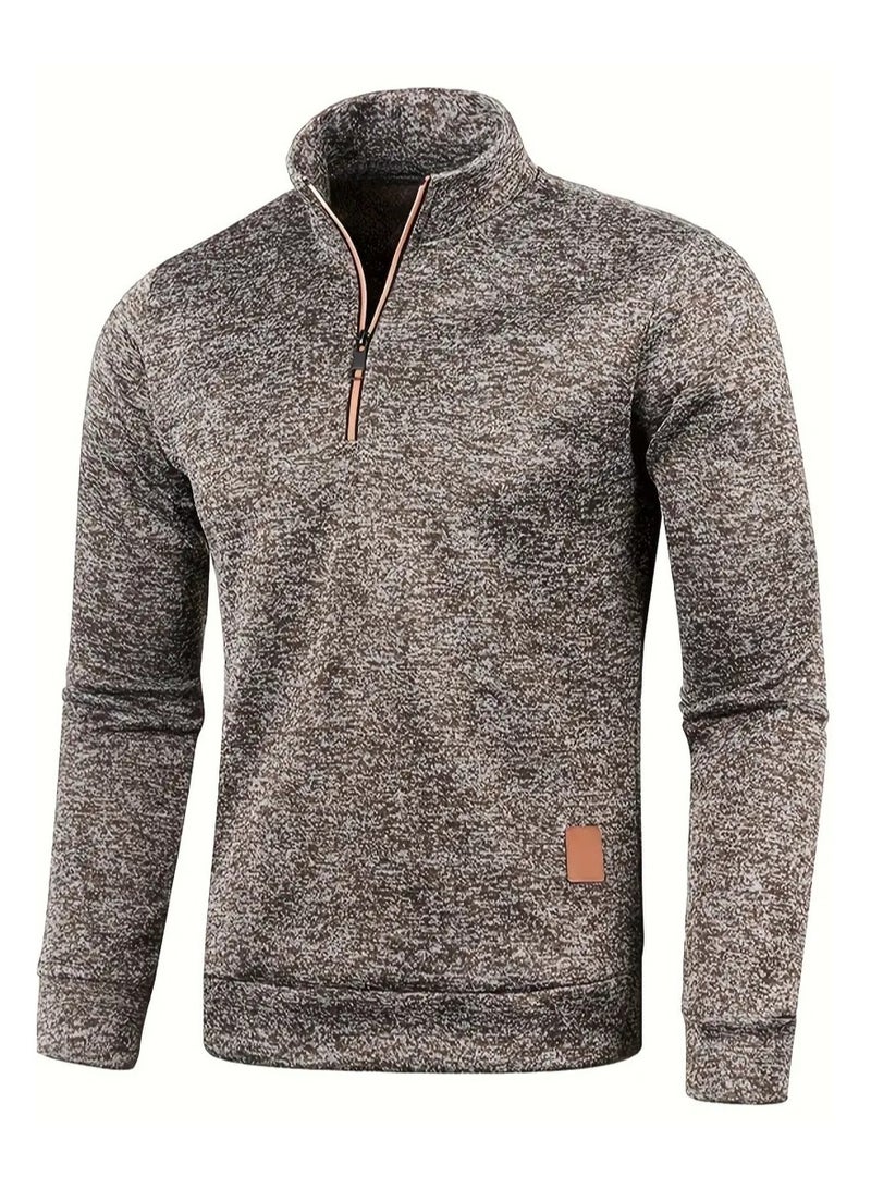 NIBEMINENT Autumn And Winter Men's Neckline Zipper Sweater Sleeve Light Fleece Stylish Top Sweater Coat - Image 2