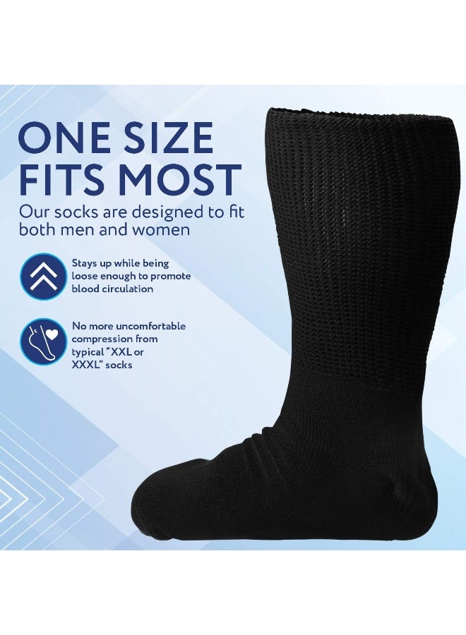 IMPRESA IMPRESA Extra Wide Socks for Men and Women - 2 Pairs - Ideal for Lymphedema, Swollen Feet, Legs, and Calves - Great as Bariatric Hospital Socks or Cast Socks - Stretches up to 30 Inches (Black)  - Image 3