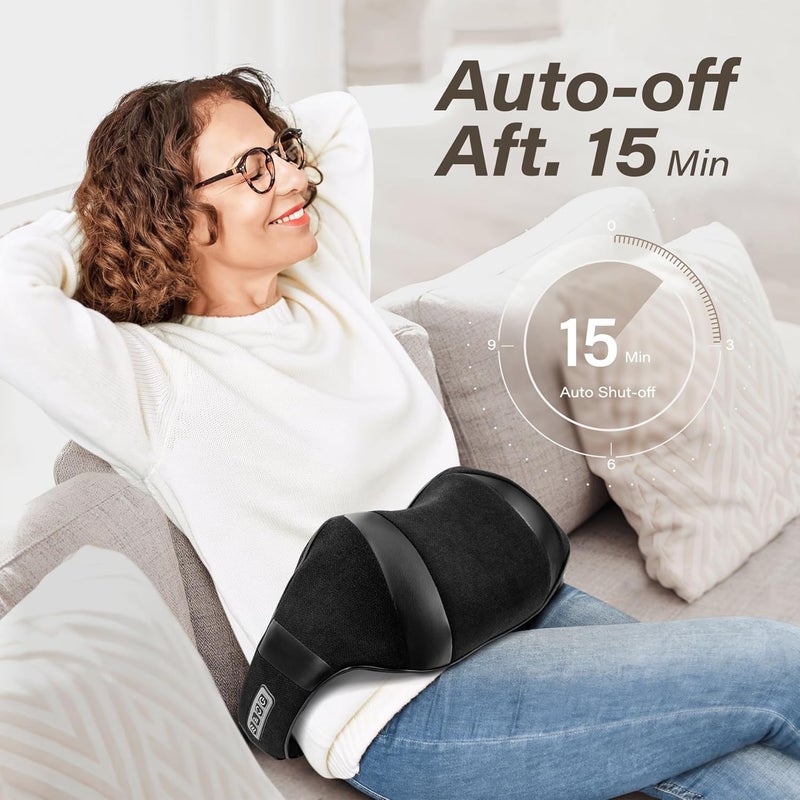 Blueelf Shiatsu Electric Neck Back Massager Pillow 3D Kneading with Heat for Shoulder, Lower Back, Foot, Leg Muscles Pain Relief Relax in Car Office and Home (Black) - Image 5