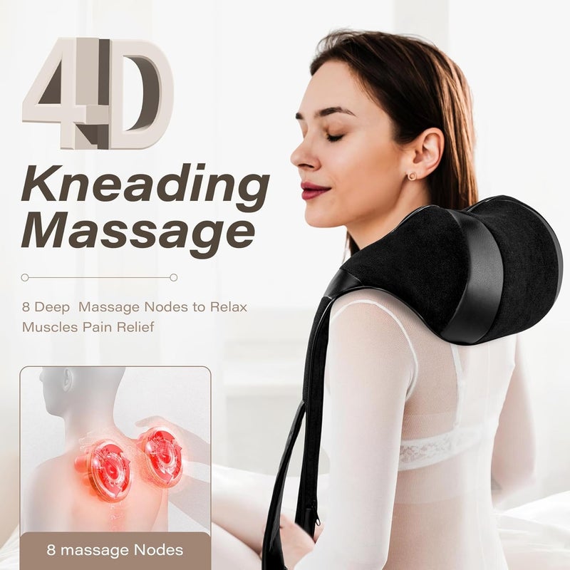 Blueelf Shiatsu Electric Neck Back Massager Pillow 3D Kneading with Heat for Shoulder, Lower Back, Foot, Leg Muscles Pain Relief Relax in Car Office and Home (Black) - Image 3