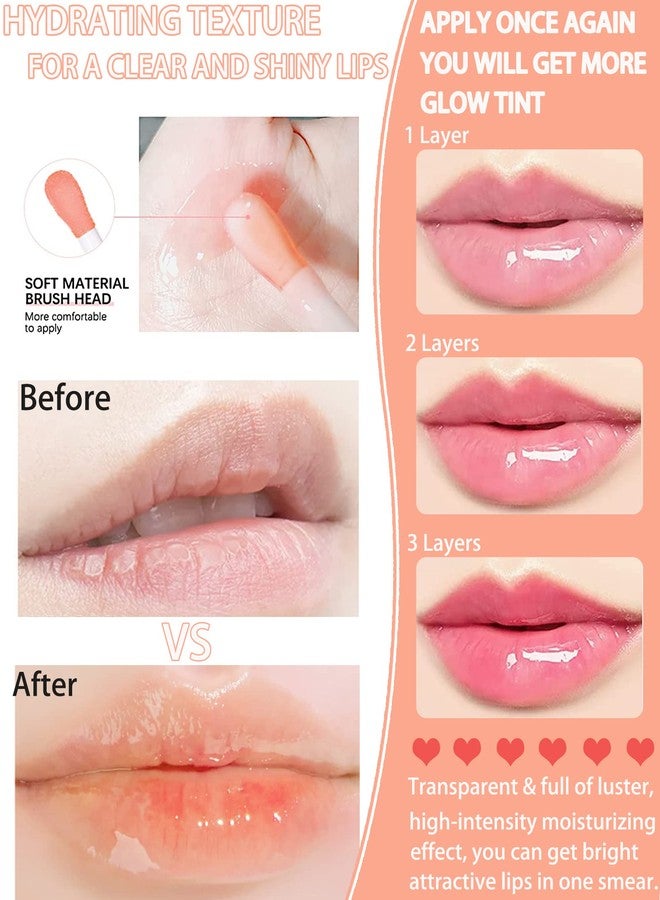 LYSdefeu Hydrating Plumping Lip Glow Oil,Tinted Lip Gloss Lip Stain,Glow Reviver Lip Oil,Long Lasting Moisturizing Clear Lip Plumping Oil Tint for Lip Care and Dry Lips,Women's Day Makeup Gift for Women-004 - Image 4
