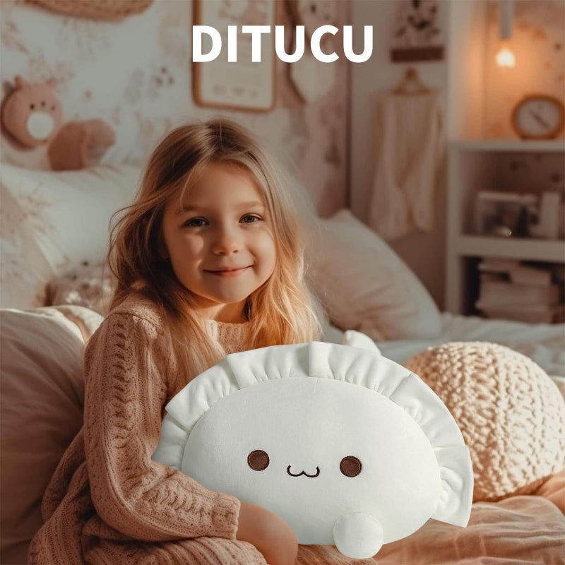 Ditucu Cute Dumpling Plush Pillow Funny Food Soup Stuffed Animal Plushies Toys Soft Hugging Gifts for Kids White 8 inch - Image 3