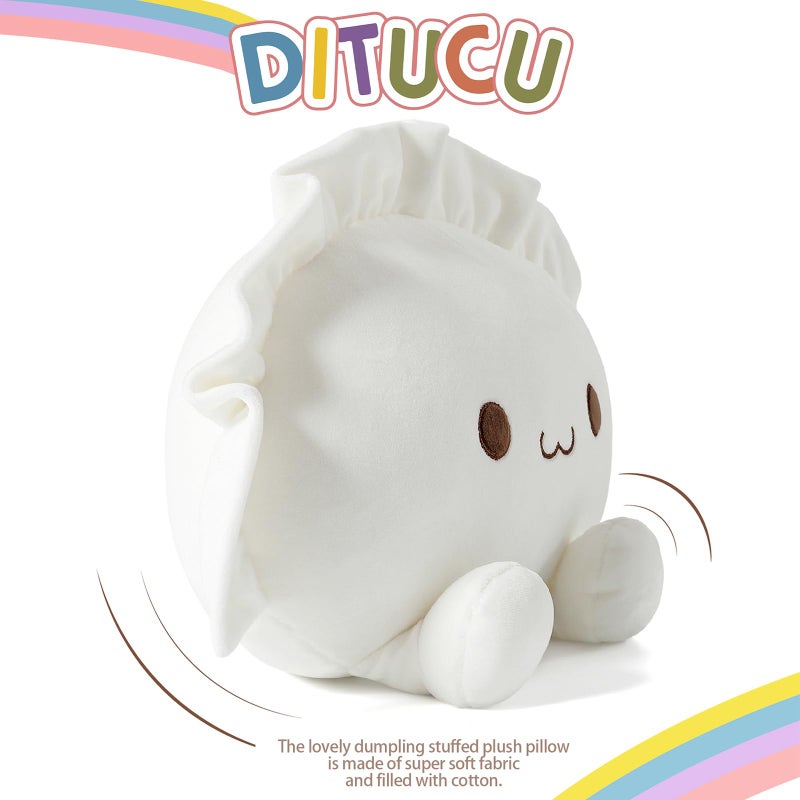 Ditucu Cute Dumpling Plush Pillow Funny Food Soup Stuffed Animal Plushies Toys Soft Hugging Gifts for Kids White 8 inch - Image 4