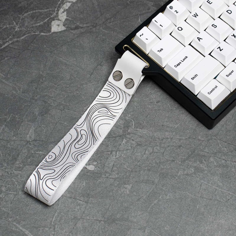 Sumgsn Custom Keyboard Straps Wooting 60he Snap Straps with Adhesive Topographic Pattern Straps for Multiple Mechanical Keyboards (White) - Image 5