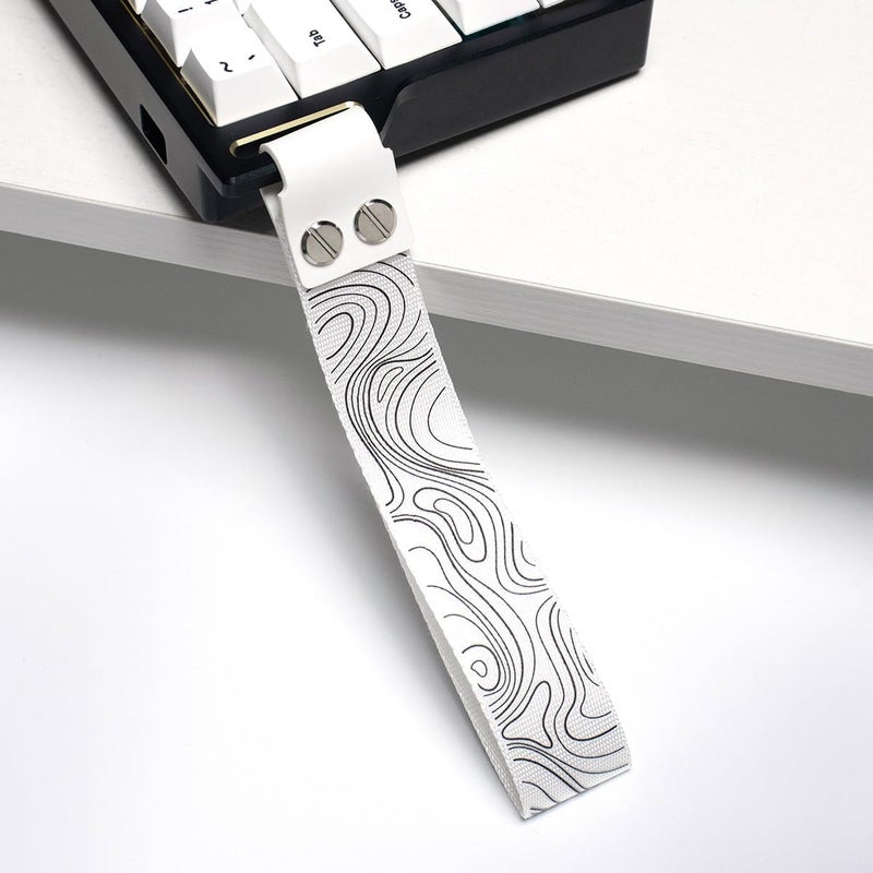 Sumgsn Custom Keyboard Straps Wooting 60he Snap Straps with Adhesive Topographic Pattern Straps for Multiple Mechanical Keyboards (White) - Image 2