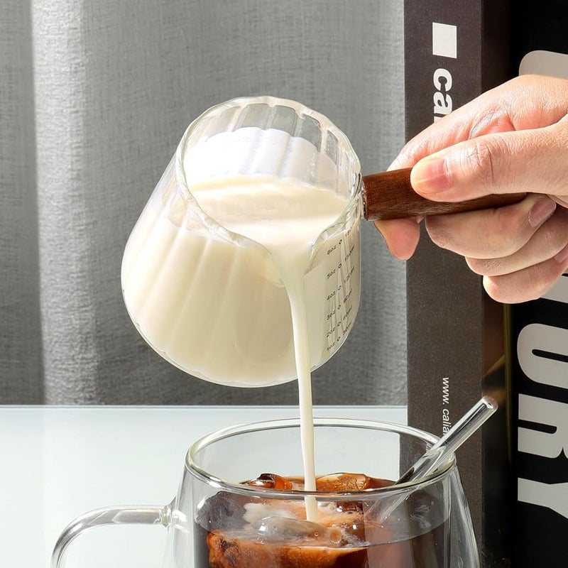 Joeyan 180ml Glass Measuring Cup with Spout, Borosilicate Glass Measuring Pitcher with Scale and Handle, Origami Style Small Espresso Shot Glass Measuring Jug for Coffee Milk, Dishwasher Safe - Image 3