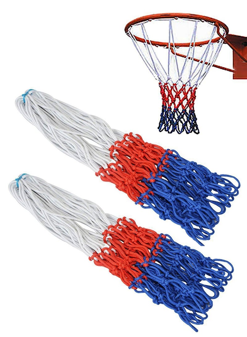 2 قطعة شبكة كرة سلة شبكة حلقة خارجية داخلية شديدة التحمل لجميع الأحوال الجوية من النايلون - Image 1