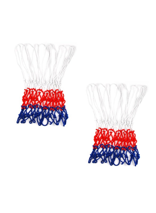 2 قطعة شبكة كرة سلة شبكة حلقة خارجية داخلية شديدة التحمل لجميع الأحوال الجوية من النايلون - Image 5