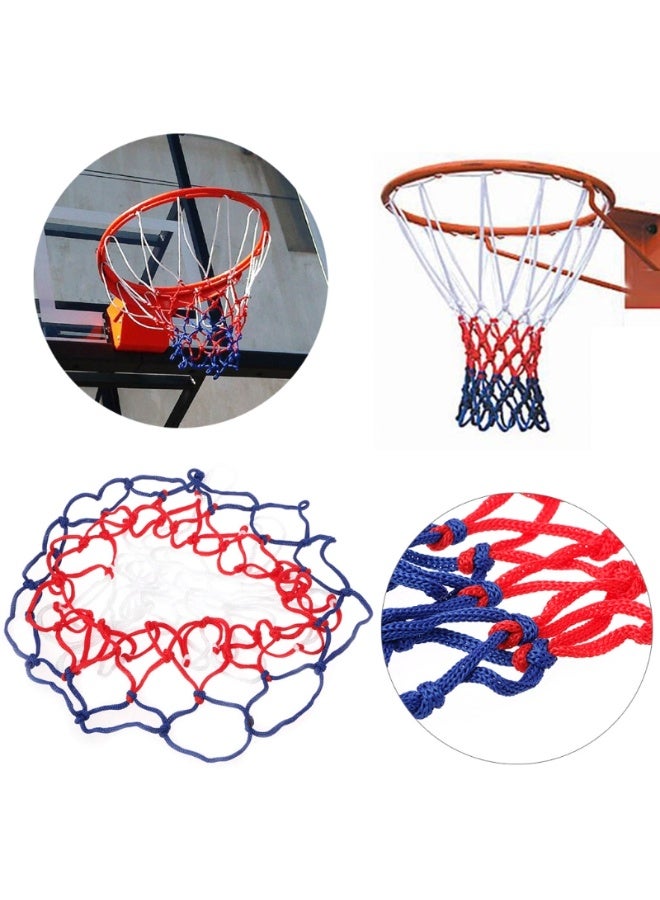 2 قطعة شبكة كرة سلة شبكة حلقة خارجية داخلية شديدة التحمل لجميع الأحوال الجوية من النايلون - Image 2