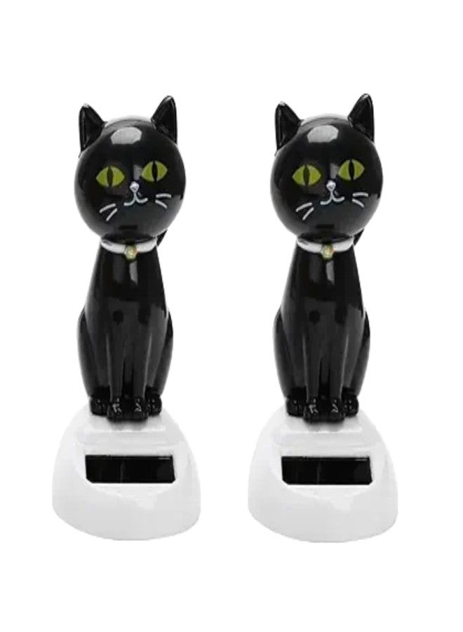 DPWOUM 2Pcs Black Solar CatDoll Dancing Cat,Figure Car Ornament,Dancing Ornaments Solar Powered Car Decoration, Desktop Deco, Gift Window Party Car,Desk Home Furniture for Display,Learning and Education，Kits - Image 1