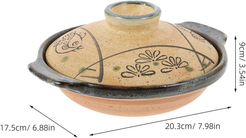 Angoily Japanese Ceramic Casserole Pot Flat Base Stewing Pan for Soup Rice Cooking Home Kitchen Cookware for Single-serving Meals - Image 2