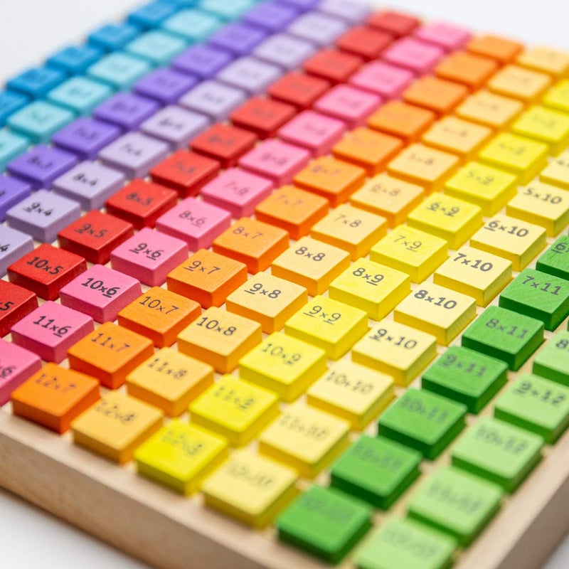 Bigjigs Toys صينية جدول الضرب من بيججيج تويز | لعبة لوحية خشبية للأطفال لجدول الضرب | لغز تعليمي لمادة الرياضيات مونتيسوري | صندوق خشبي مع قطع مكعبات ملونة | موارد تعليمية للعب في الفصل - Image 5