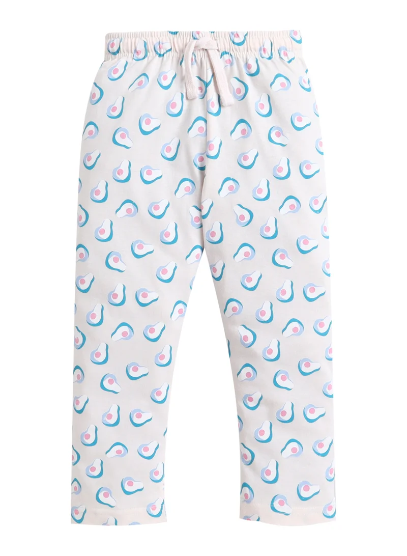 Victor And Jane  Girls Avocado Print Cotton Pajama Set – T-Shirt & Full Pants Nightwear for Women | Best Price UAE