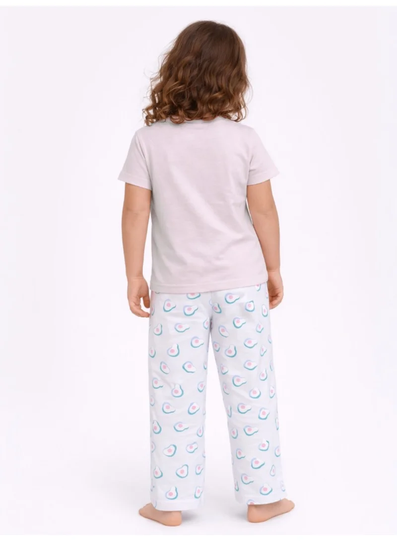 Victor And Jane  Girls Avocado Print Cotton Pajama Set – T-Shirt & Full Pants Nightwear for Women | Best Price UAE