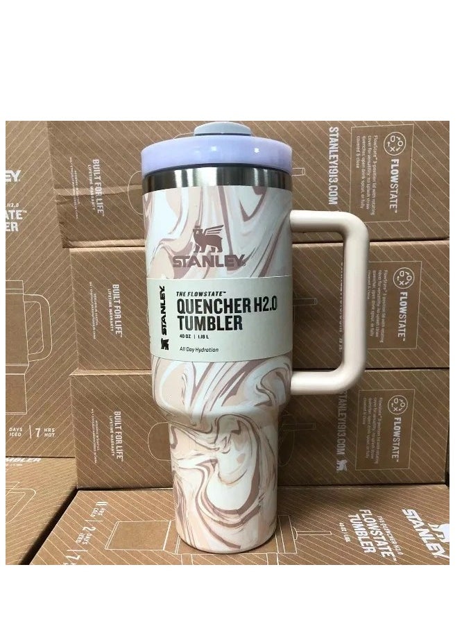2-Pack Quencher H2.0 FlowState 40oz Stainless Steel Vacuum Insulated Tumbler with Lid & Straw – Rose Quartz & Swirl | Leak-Resistant, Double-Walled Travel Mugs Keep Drinks Hot for 7 Hours, Cold for 11+ | Durable, Reusable, Stylish & Perfect for On-the-Go Hydration