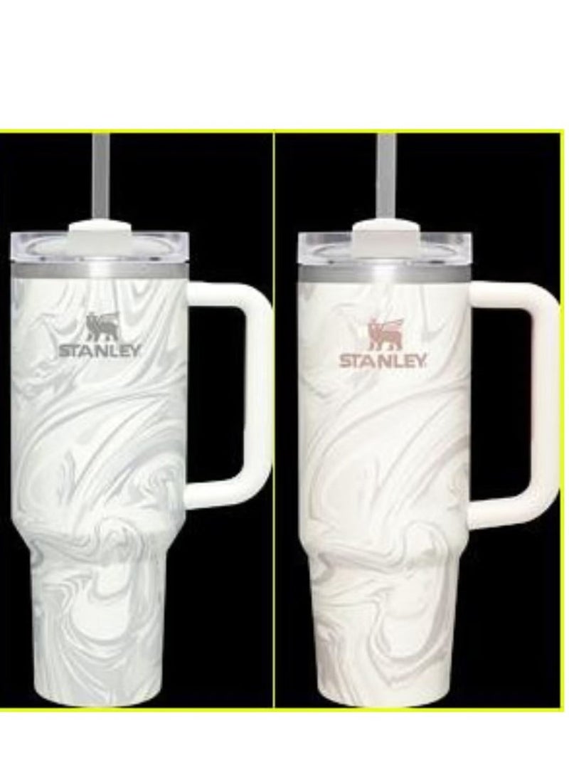 Stanley - 2-Pack Stanley Quencher H2.0 FlowState 40oz Stainless Steel Vacuum Insulated Tumbler with Lid & Straw – Rose Quartz & Swirl – Leak-Resistant, Double-Walled, Keeps Drinks Hot for 7 Hours, Cold for 11 Hours – Durable, Perfect for Coffee, Water, Smoothies & More - Image 1