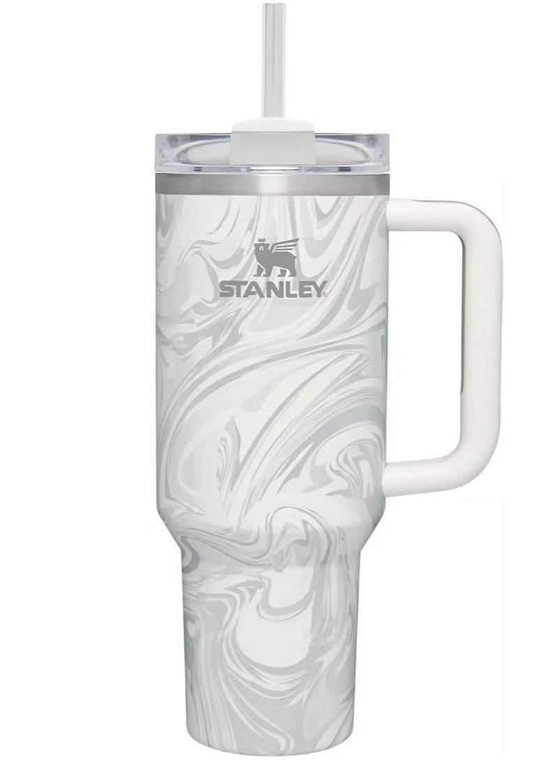 Stanley - 2-Pack Stanley Quencher H2.0 FlowState 40oz Stainless Steel Vacuum Insulated Tumbler with Lid & Straw – Rose Quartz & Swirl – Leak-Resistant, Double-Walled, Keeps Drinks Hot for 7 Hours, Cold for 11 Hours – Durable, Perfect for Coffee, Water, Smoothies & More - Image 1