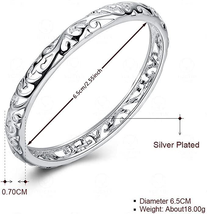 KACON Sterling Silver Bangle Bracelet, Fashion Simple Open Bangles Cuff bracelets for Women - Image 2