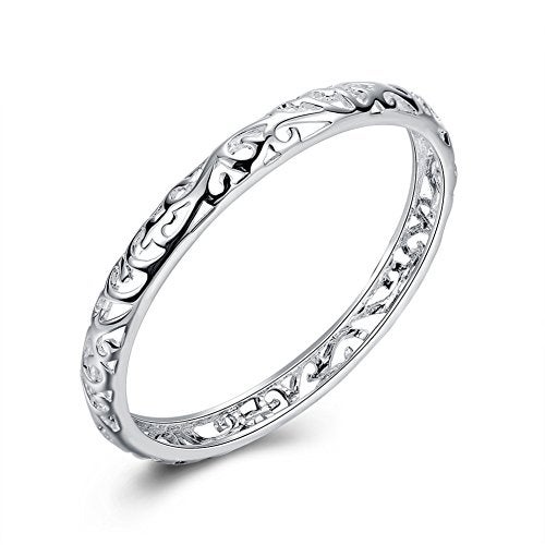 KACON Sterling Silver Bangle Bracelet, Fashion Simple Open Bangles Cuff bracelets for Women - Image 1