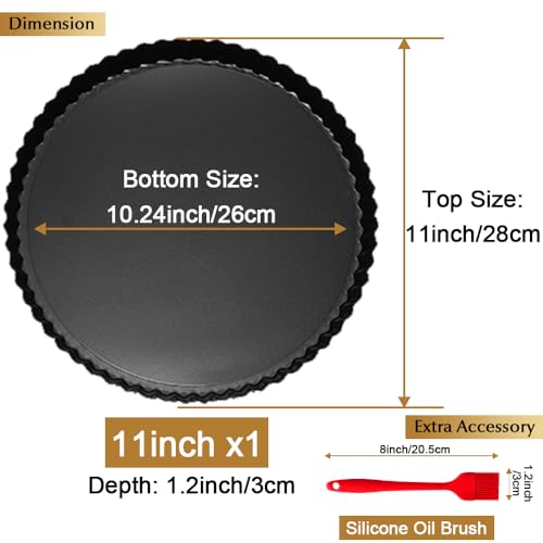CFGUK 11 Inch Tart and Quiche Pan with Removable Bottom Pie pans for baking Nonstick Carbon Steel Quiche Pan for Pie Mousse Cakes Fruit and Desserts - Image 3
