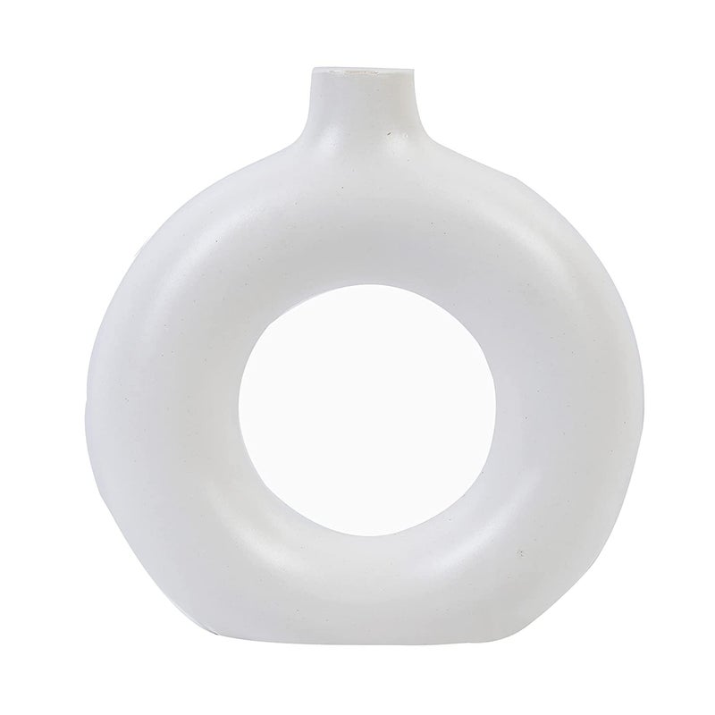 Kreative Homes Kreative Homes Donut Ring Vases Ceramic Round Shaped Flower Pot Ring Shaped vases Handcrafted Flower Vases and Pot for Home Decoration Center Table Decor Ideal Gift Pack of 2 White  - Image 4