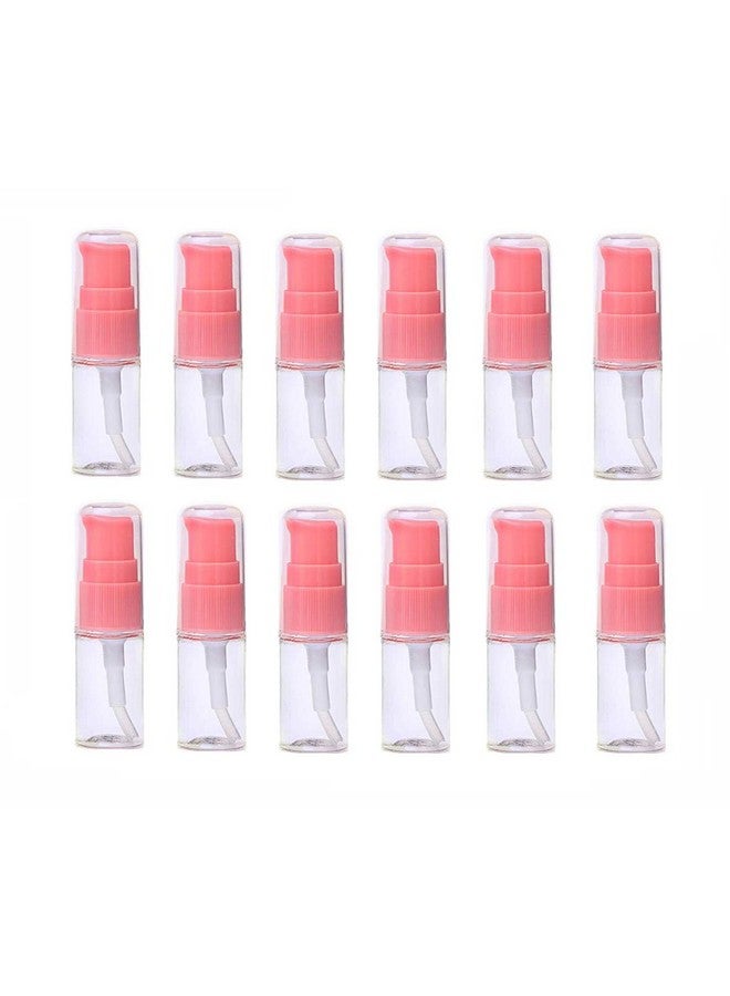 SYBL 10Ml 0.3 Ounce Clear Plastic Lotion Pump Bottle With Pink Press Pump Head Empty Cosmetic Sample Container For Emulsion Face Cream Shampoo Gelpack Of 12 - Image 1