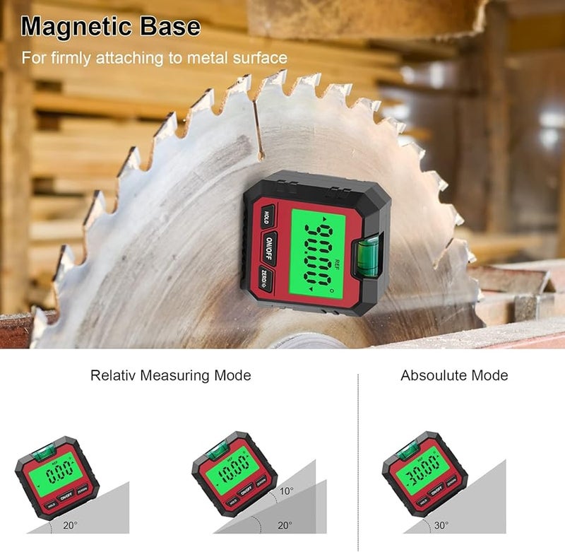 Digital Angle Finder Electronic Protractor Magnetic Level Box Red for Woodworking Auto Repair - Image 3