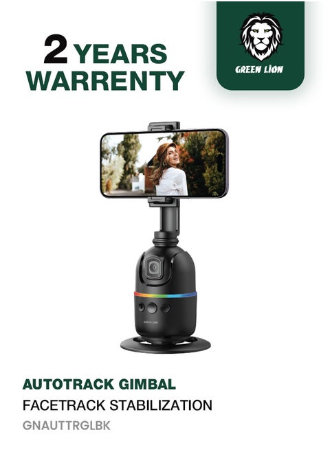 مثبت كاميرا AutoTrack / قوة 3.0 وات / وقت عمل 4 ساعات / دوران 360 درجة / أفضل تثبيت / سعة بطارية 1200 مللي أمبير / تصوير مزدوج 180 درجة / ضوء ملون RGB / اكتشاف الإيماءات / تتبع الوجه - أسود