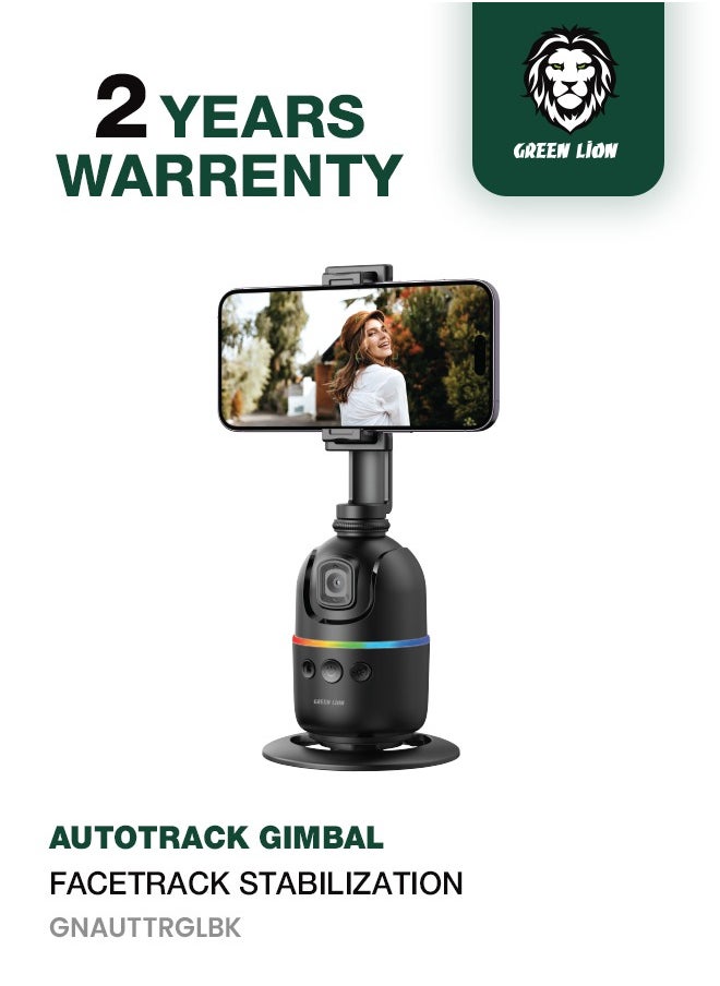 GREEN LION AutoTrack Gimbal / 3.0W Power / 4 Hours Working Time / 360° Rotation / Best Stabilization / 1200mAh Battery Capacity / 180° Dual Shooting / RGB Colored Light / Gesture Detection / Face Tracking - Black  - Image 1