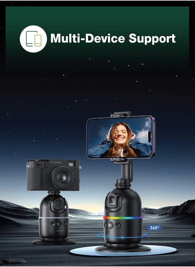 GREEN LION AutoTrack Gimbal / 3.0W Power / 4 Hours Working Time / 360° Rotation / Best Stabilization / 1200mAh Battery Capacity / 180° Dual Shooting / RGB Colored Light / Gesture Detection / Face Tracking - Black  - Image 4