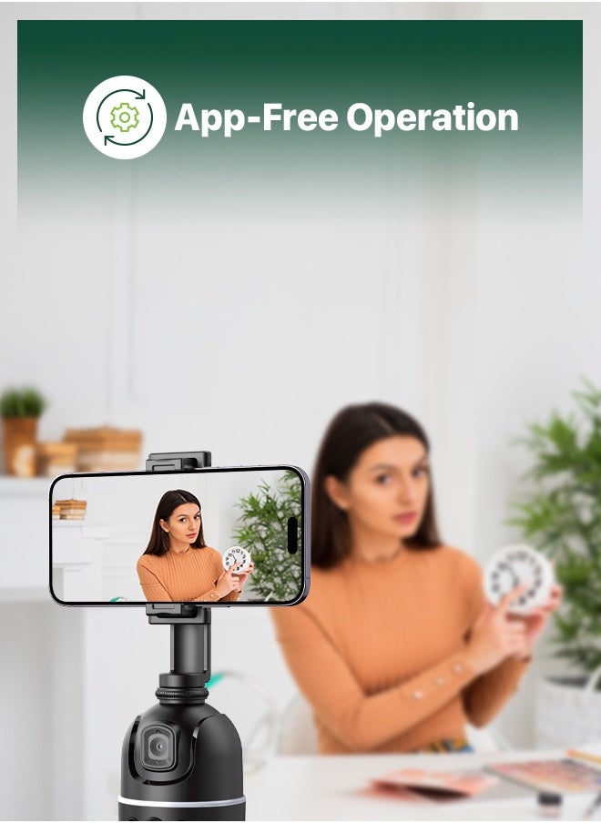 GREEN LION AutoTrack Gimbal / 3.0W Power / 4 Hours Working Time / 360° Rotation / Best Stabilization / 1200mAh Battery Capacity / 180° Dual Shooting / RGB Colored Light / Gesture Detection / Face Tracking - Black  - Image 5