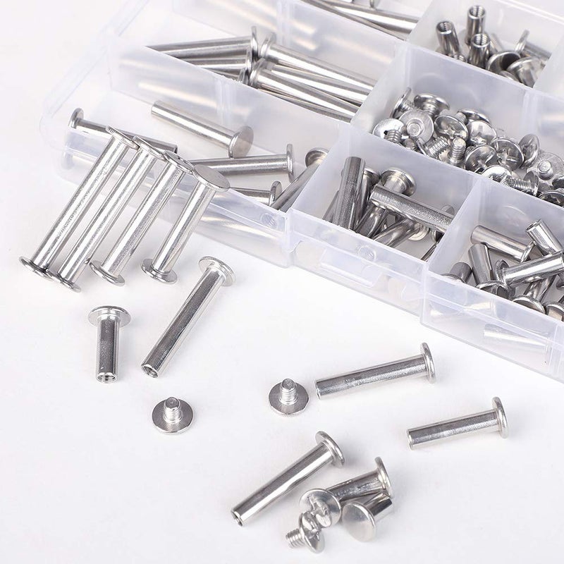 Witlans Chicago Binding Screws Assorted Kit,90 Sets 304 Stainless Steel Phillips Chicago Screw Binding Post Screw Kit for DIY Leather Decoration Scrapbook Photo Albums Bookbinding(9 Sizes) - Image 4
